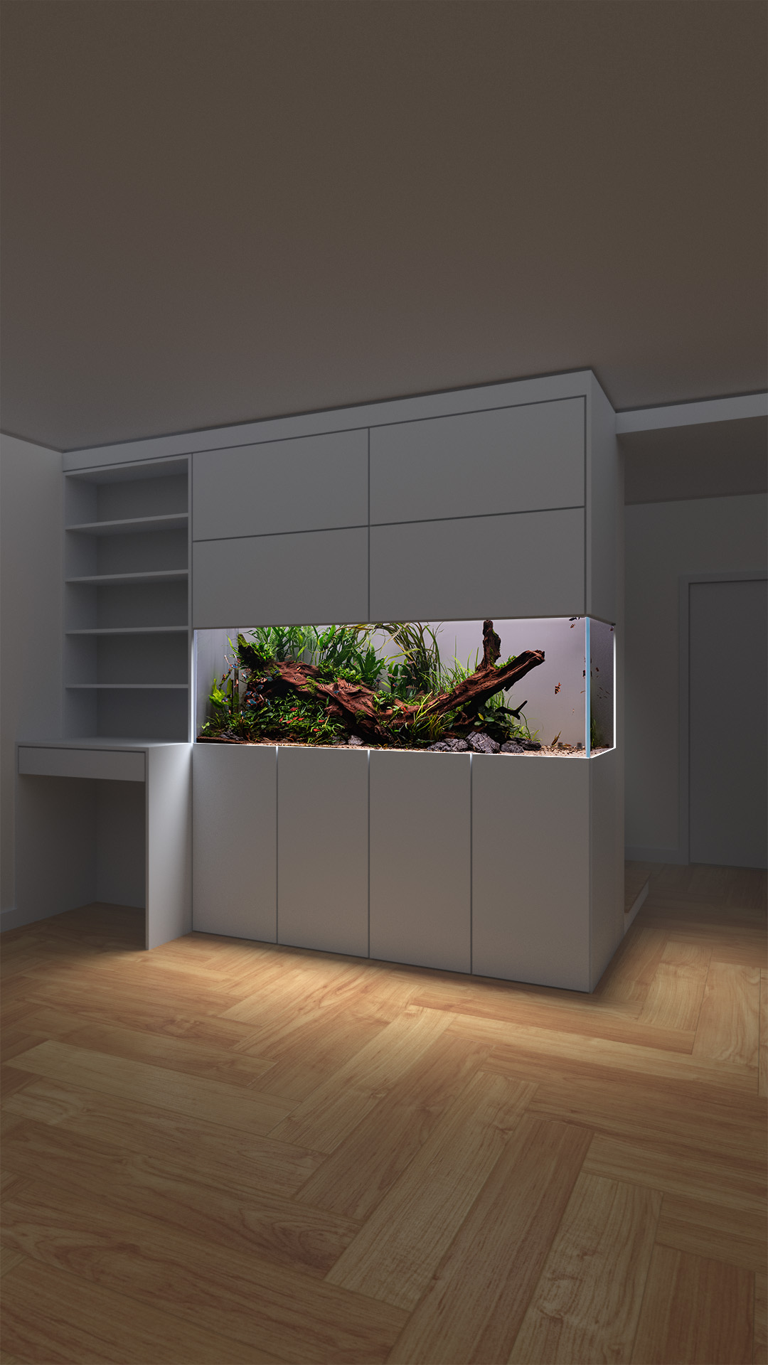 Nowoczesne akwarium roślinne pojemności na przykład 800l stanie się ozdobą każdego salonu.