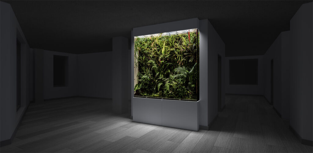 Wykonanie dużego, ściennego, roślinnego terrarium tropikalnego paludarium na zamówienie do domu lub loftu.