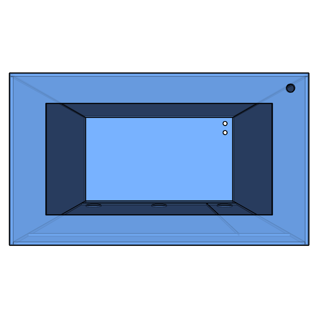Projekt terrarium dla węża, rzut z góry na koronę obudowy oświetlenia.