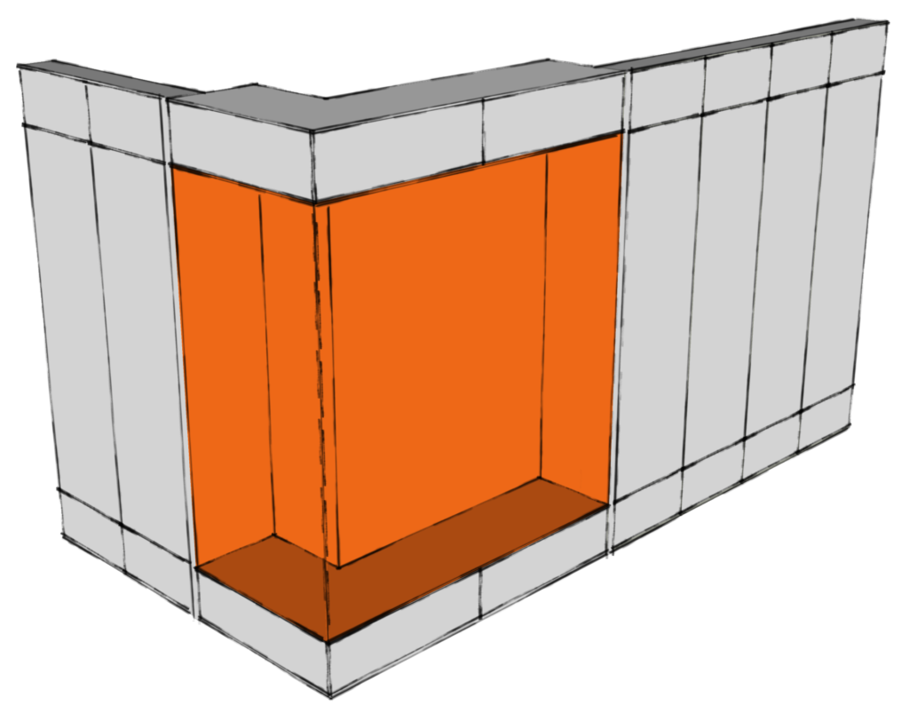 Terrarium narożne w wariancie asymetrycznych skrzydeł idealne do krótkich korytarzy.