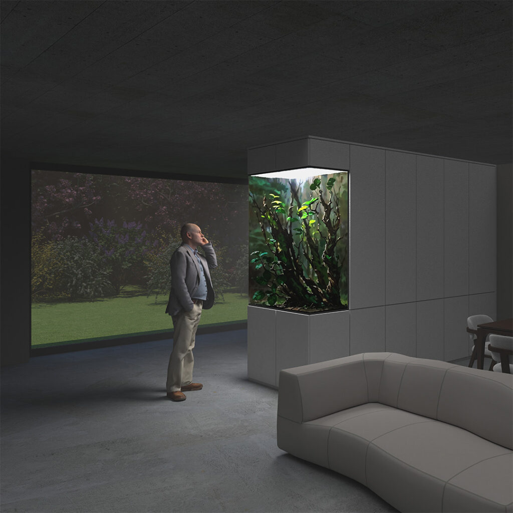 Idea wielostronnego terrarium narożnego.